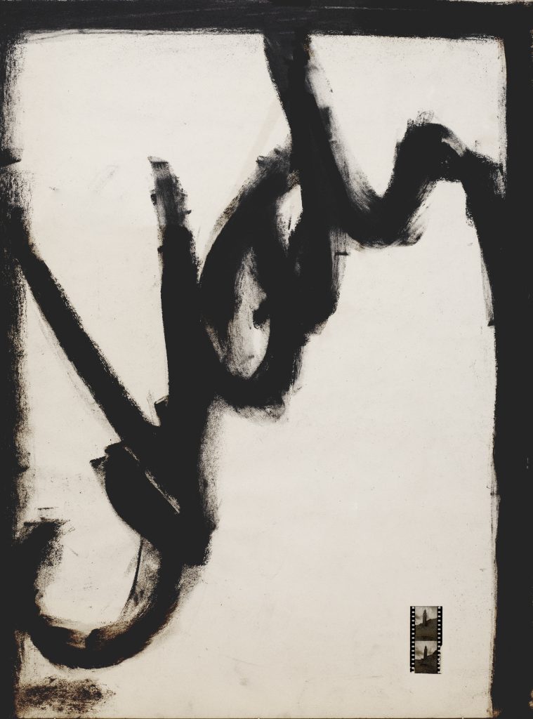 Henrik Strömberg Lost frame - open closure 03, 2026 positive film and charcoal on paper 80 x 60 cm