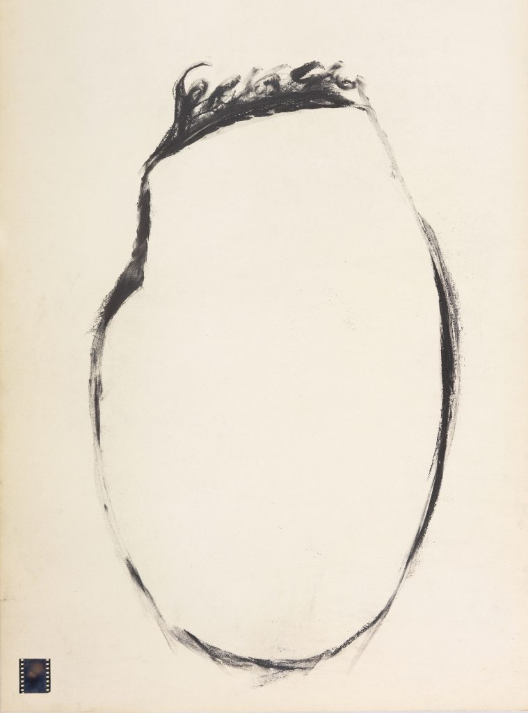 Henrik Strömberg open closure 6, 2026 positive film and charcoal on paper 80 x 60 cm